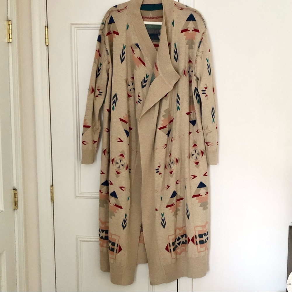 Sundance Southwestern Geometric open front cardigan sweater Duster Knit - Picture 8 of 13